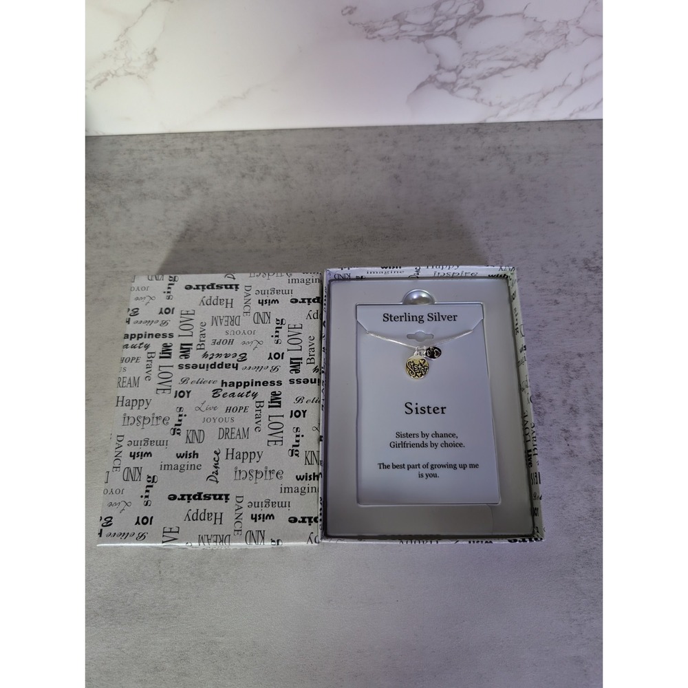SISTER LA Rocks Sterling silver necklace hearts Charms With Gift Box - Picture 1 of 5